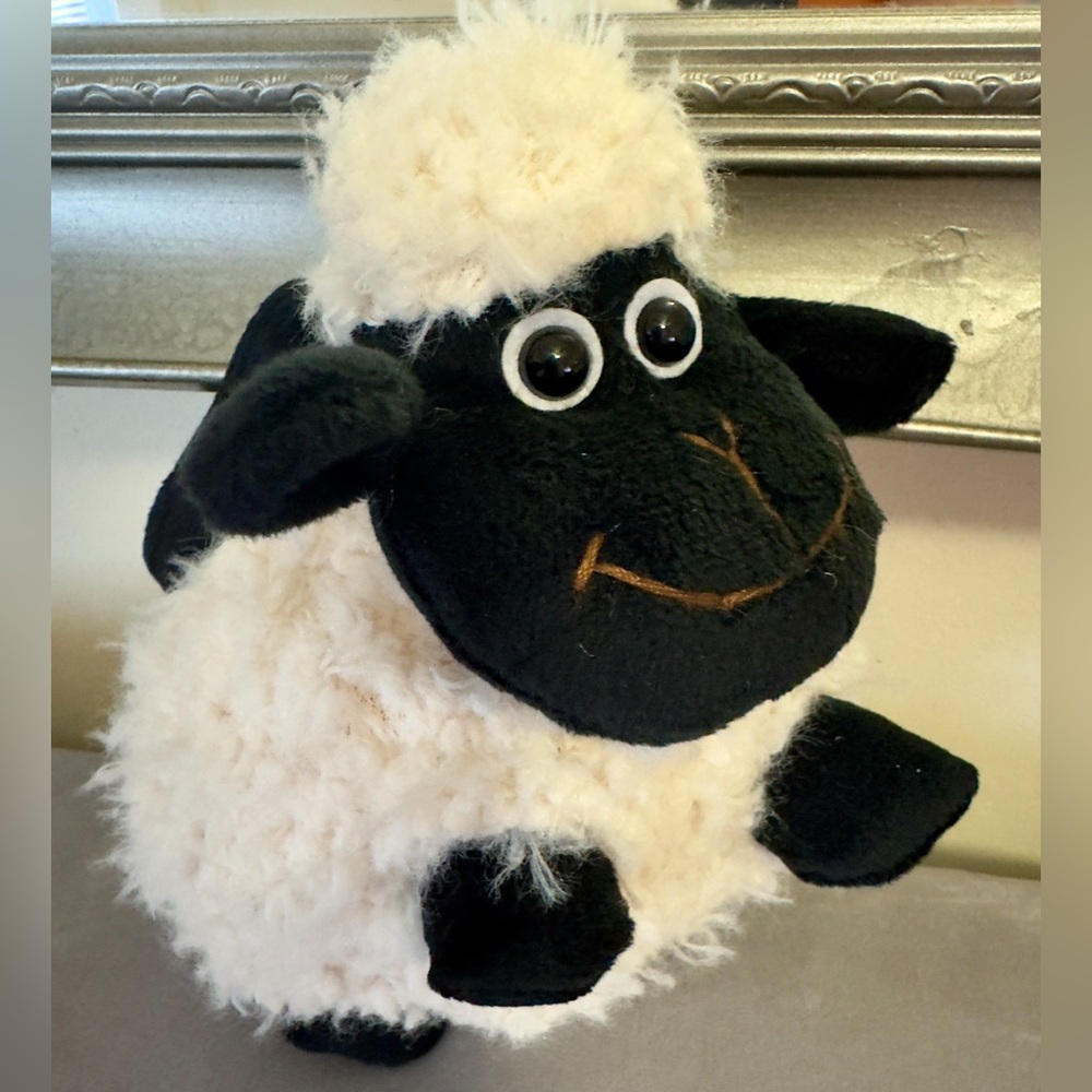 Cute Black Sheep with White Plush Carry Bag